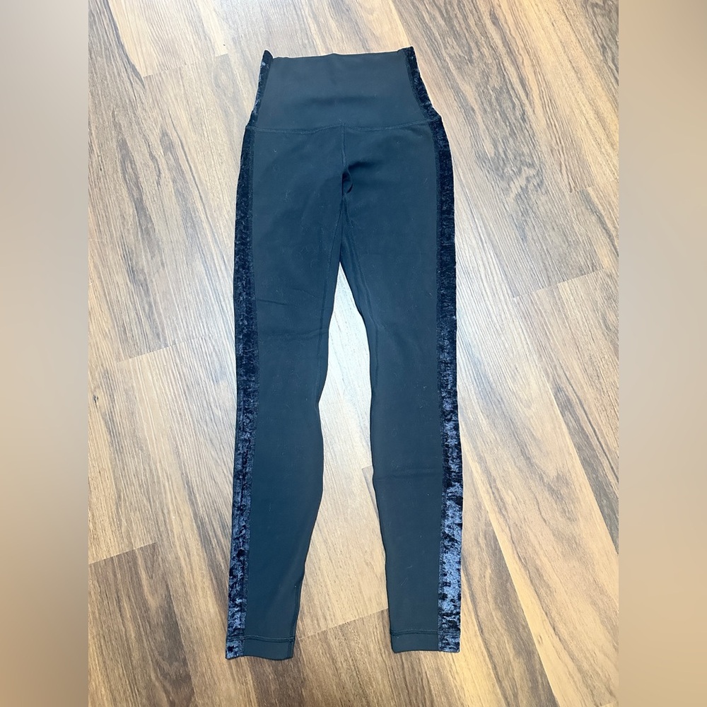 Lululemon Align Special Edition Crushed Velvet Leggings in Black Nulu Fabric